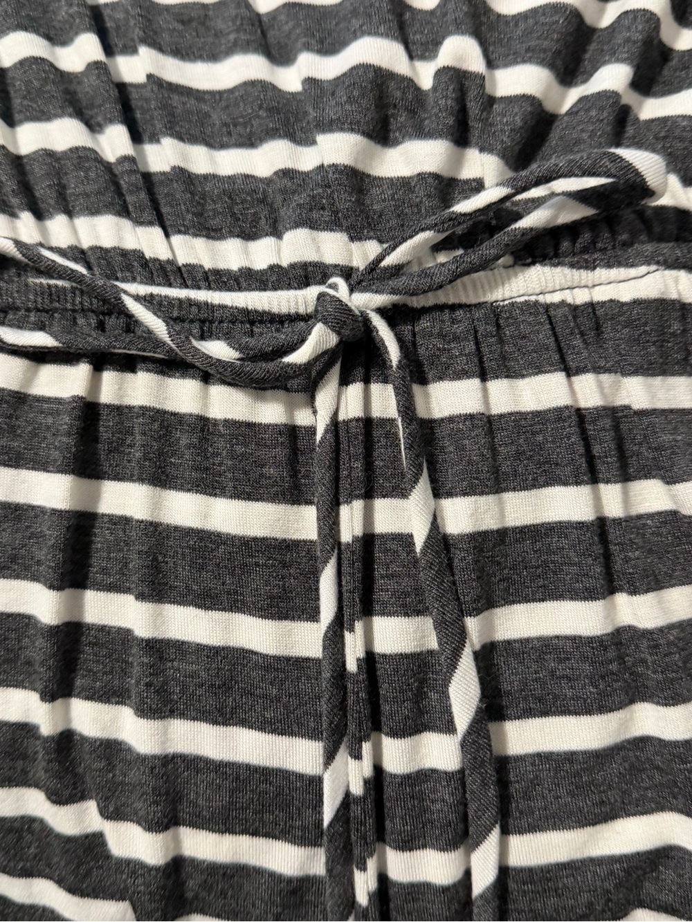 CY Fashion NWT Striped Dark Gray and White V-Neck Short Sleeve Romper Dress - L - Picture 4 of 9